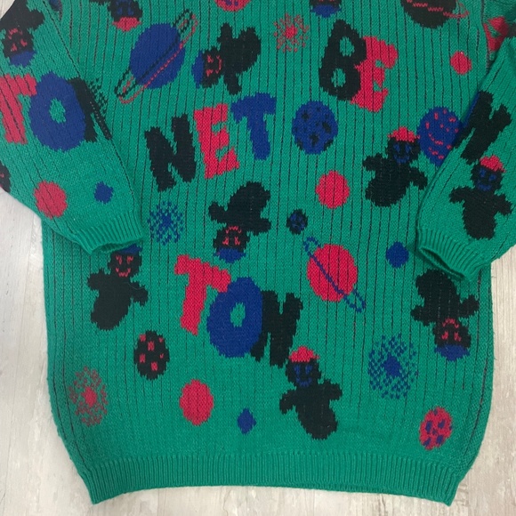 Unique Vintage Benetton Pullover 80s ghost/planet theme M/L size - Picture 7 of 9